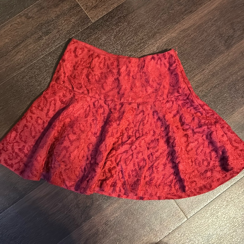 Free people red skirt with pattern size 0